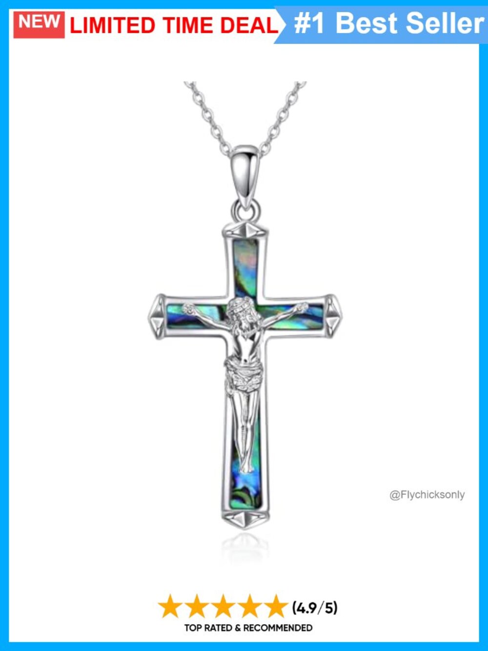 925 Sterling Silver Cross Necklace Christian Pendant Jewelry 18+2 Chain